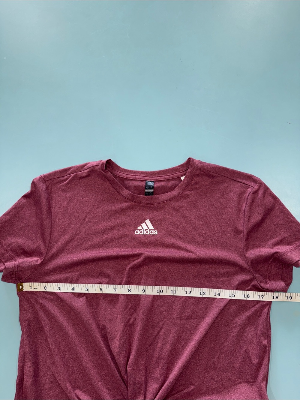 Adidas Short Sleeve Twist-Front Tee — Wine Red Medium - Picture 4 of 6